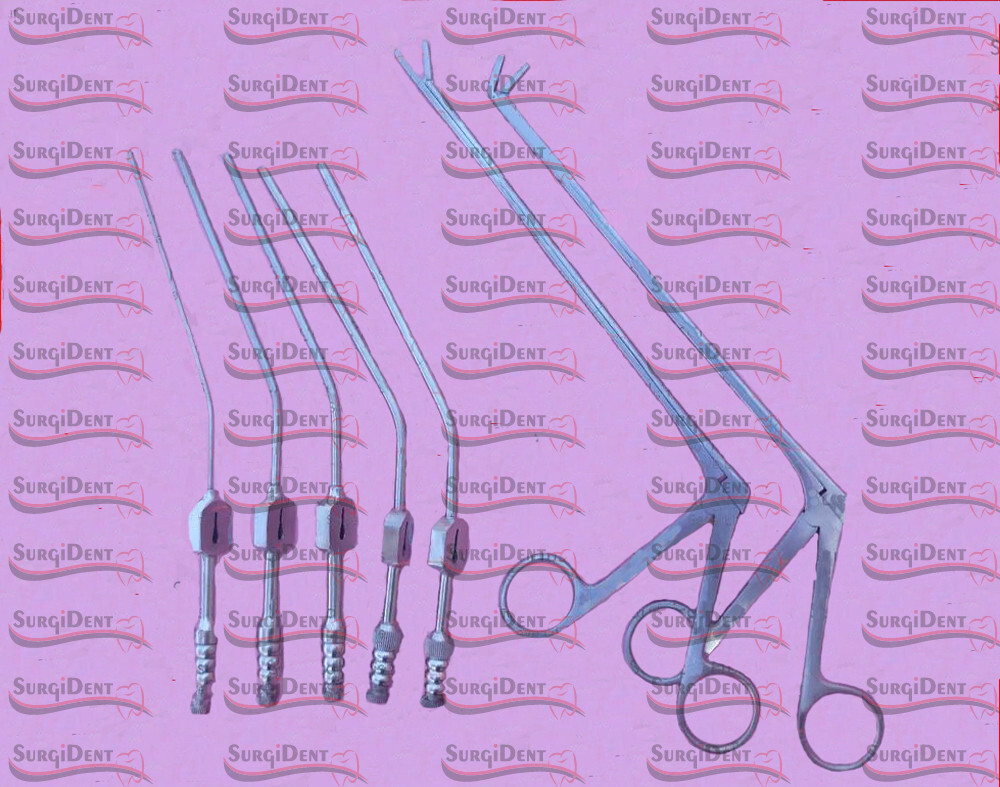 Spine Cushing Pituitary Rongeur & Teardrop Fukushima Suction Tube Fess Nasal ENT