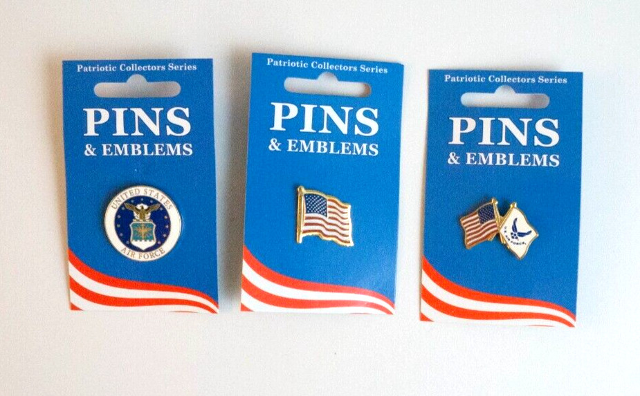 Patriotic Collectors Series United States Air Force, USA Flag Pins Hat Lapel