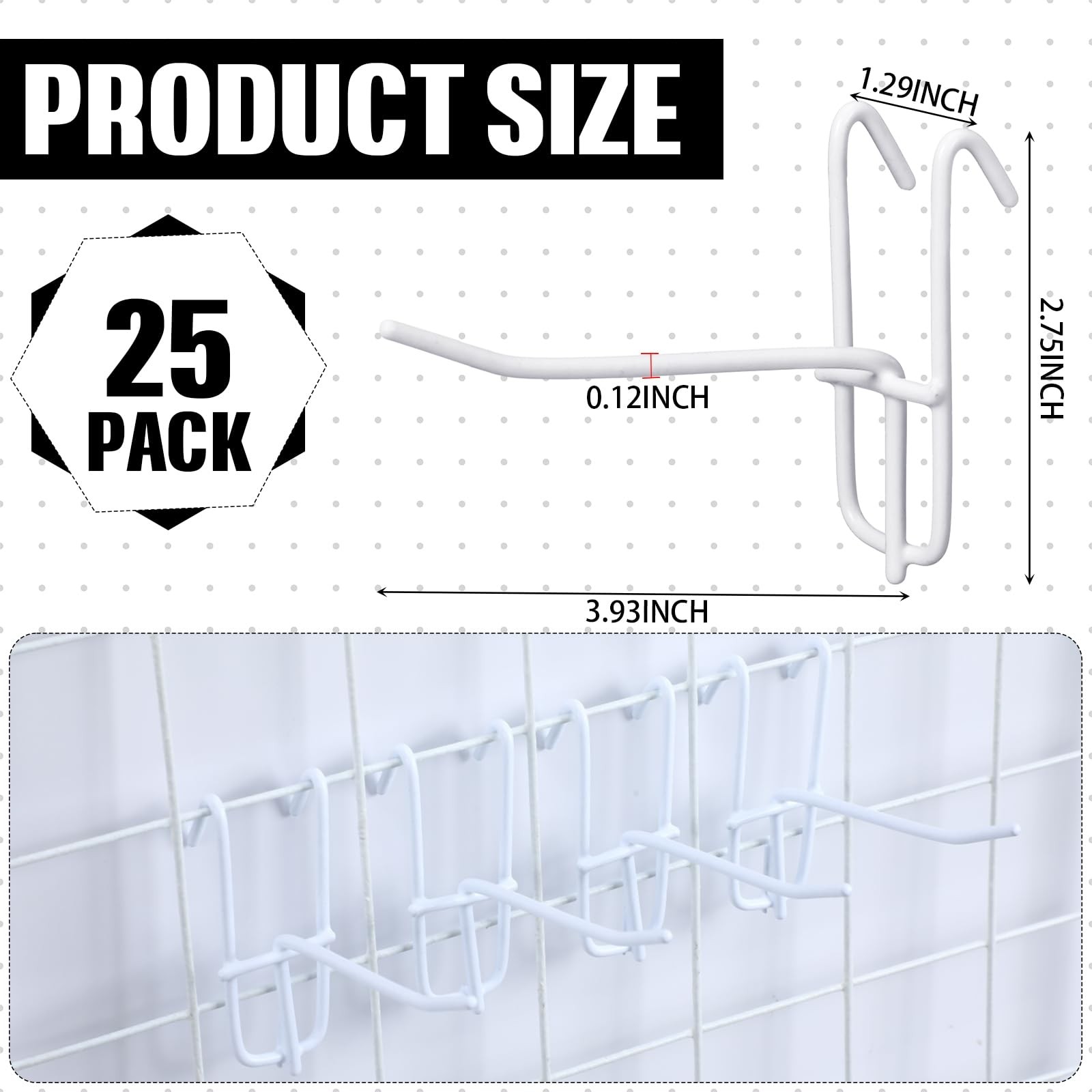 4 Inch Grid Wall Hooks 25 Pcs Gridwall Panel Hooks Store Garage Wall Mount Or...