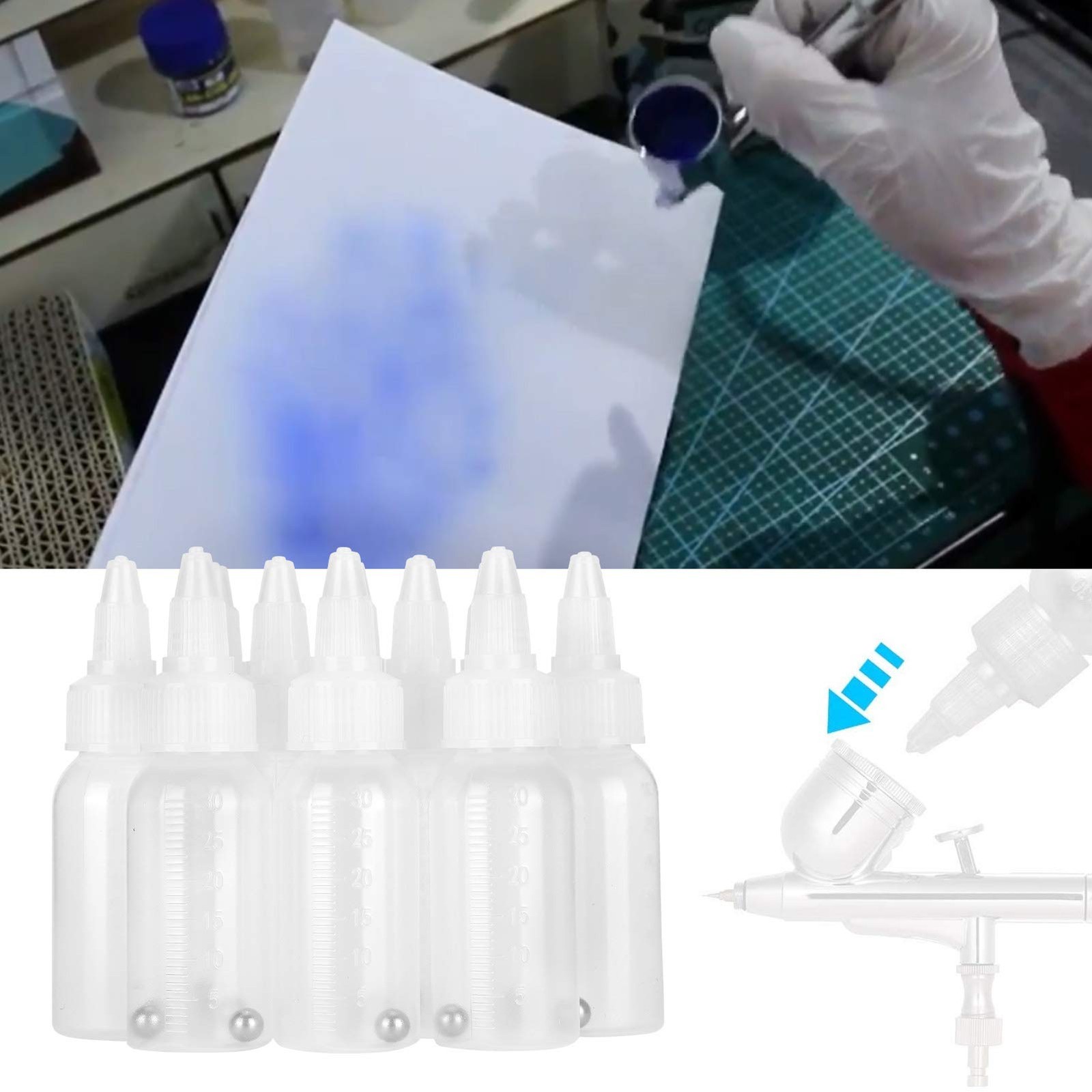 10Pcs 30ml Squeeze Bottles, Paint, Ball Inside, PP Small Plastic, Scale, Pigment