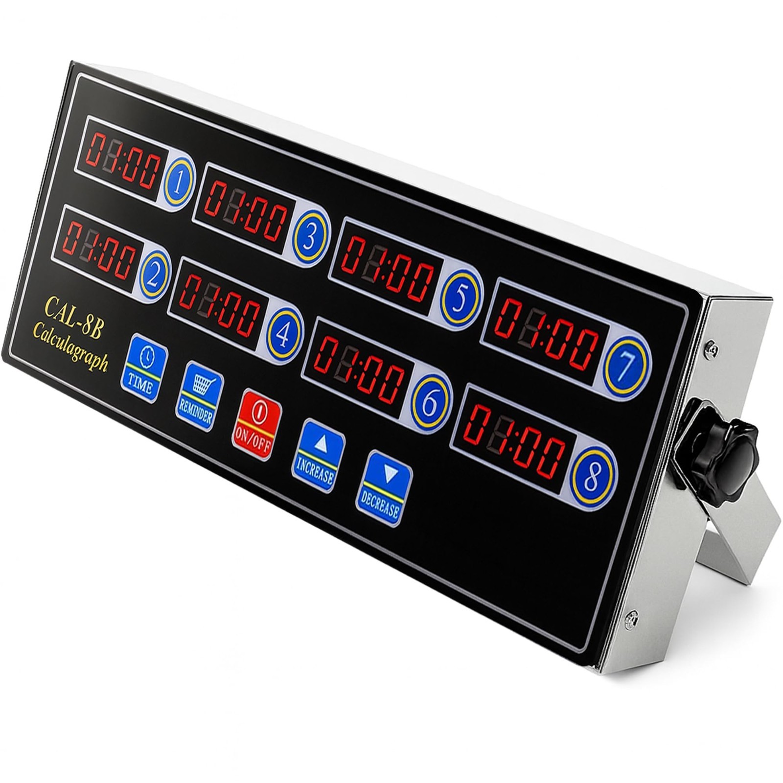 8-Channel Digital Kitchen Timer, Stainless Steel Countdown Timer with Loud Alarm