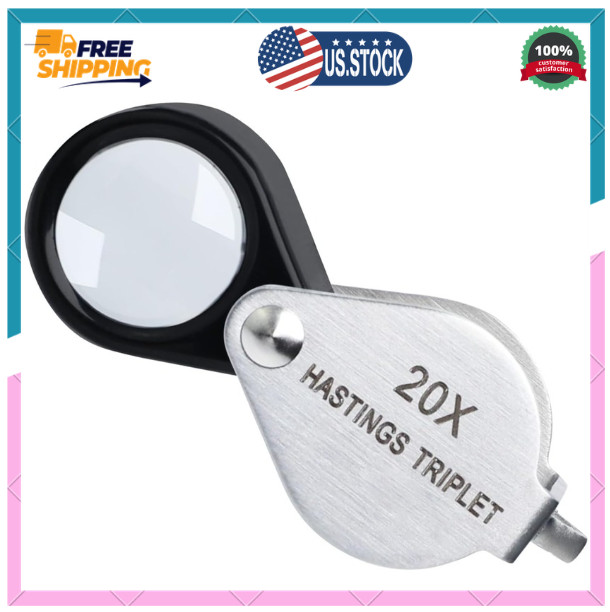Mini Jewelers Loupe Magnifier 20X Hastings Triplet with 12mm Black