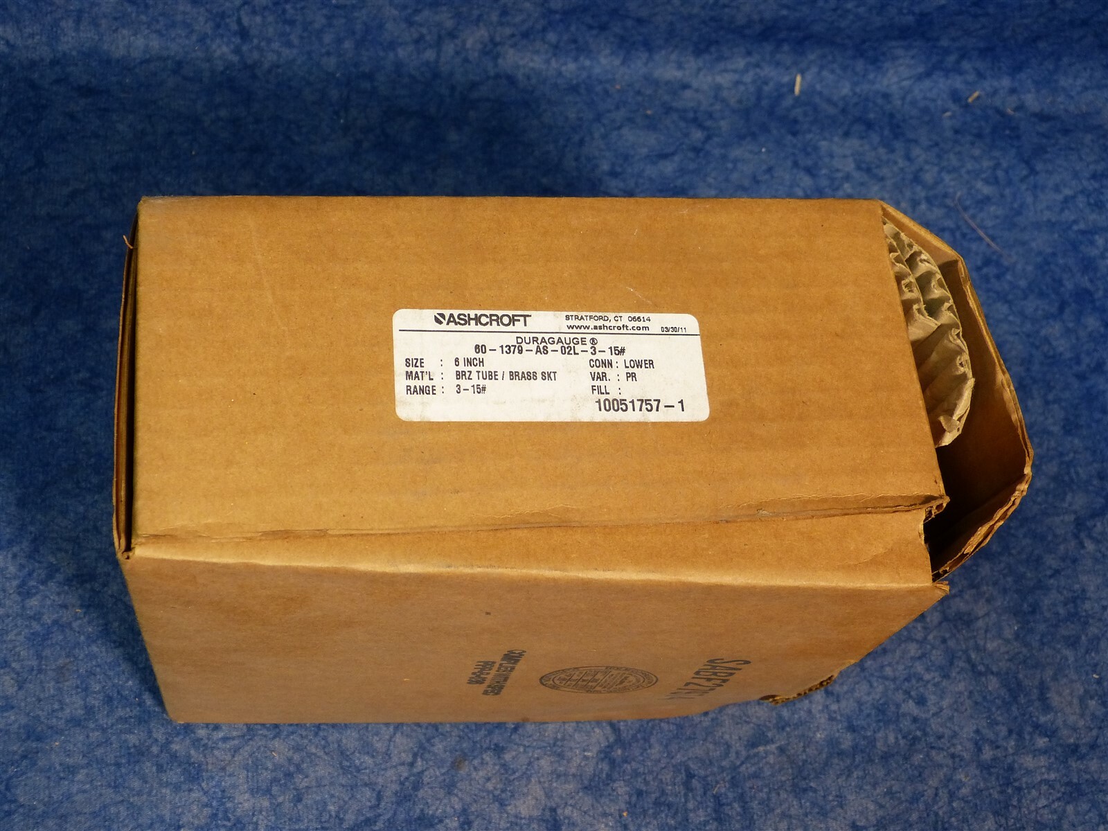 Ashcroft 60-1379-AS-02L-3-15# 6" Pressure Gauge 0-100PSI Safety Back