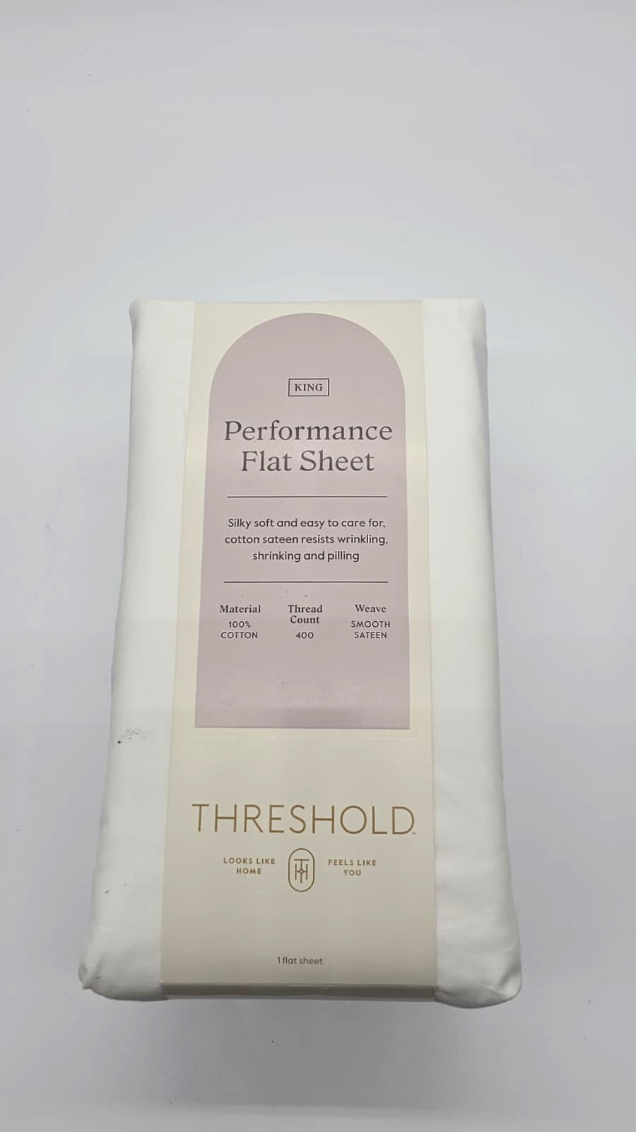 Threshold 400 Thread Count Performance King White Flat Sheet