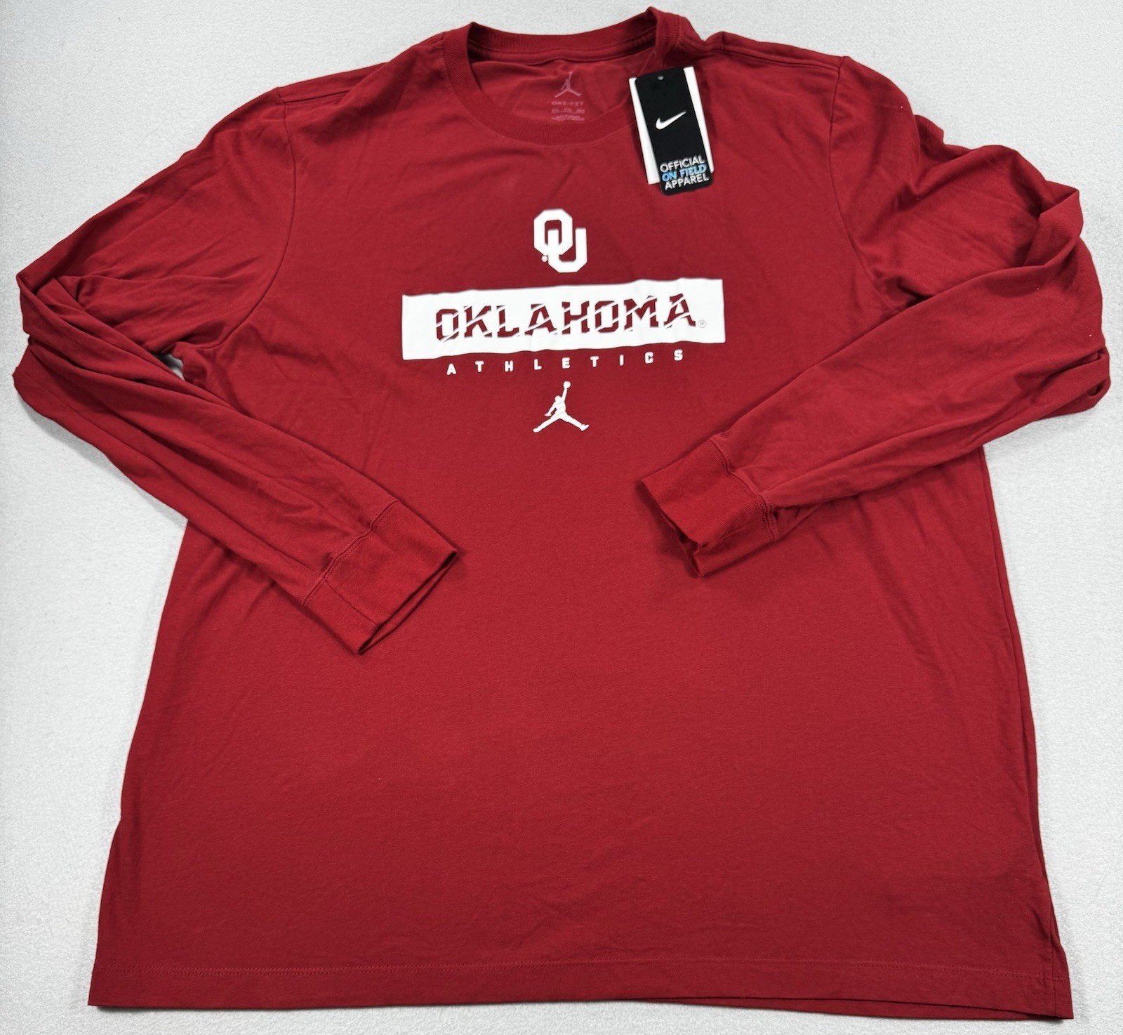 Nike Jordan Oklahoma Sooners Sideline Long Sleeve Shirt XXL Red Dri-Fit NWT