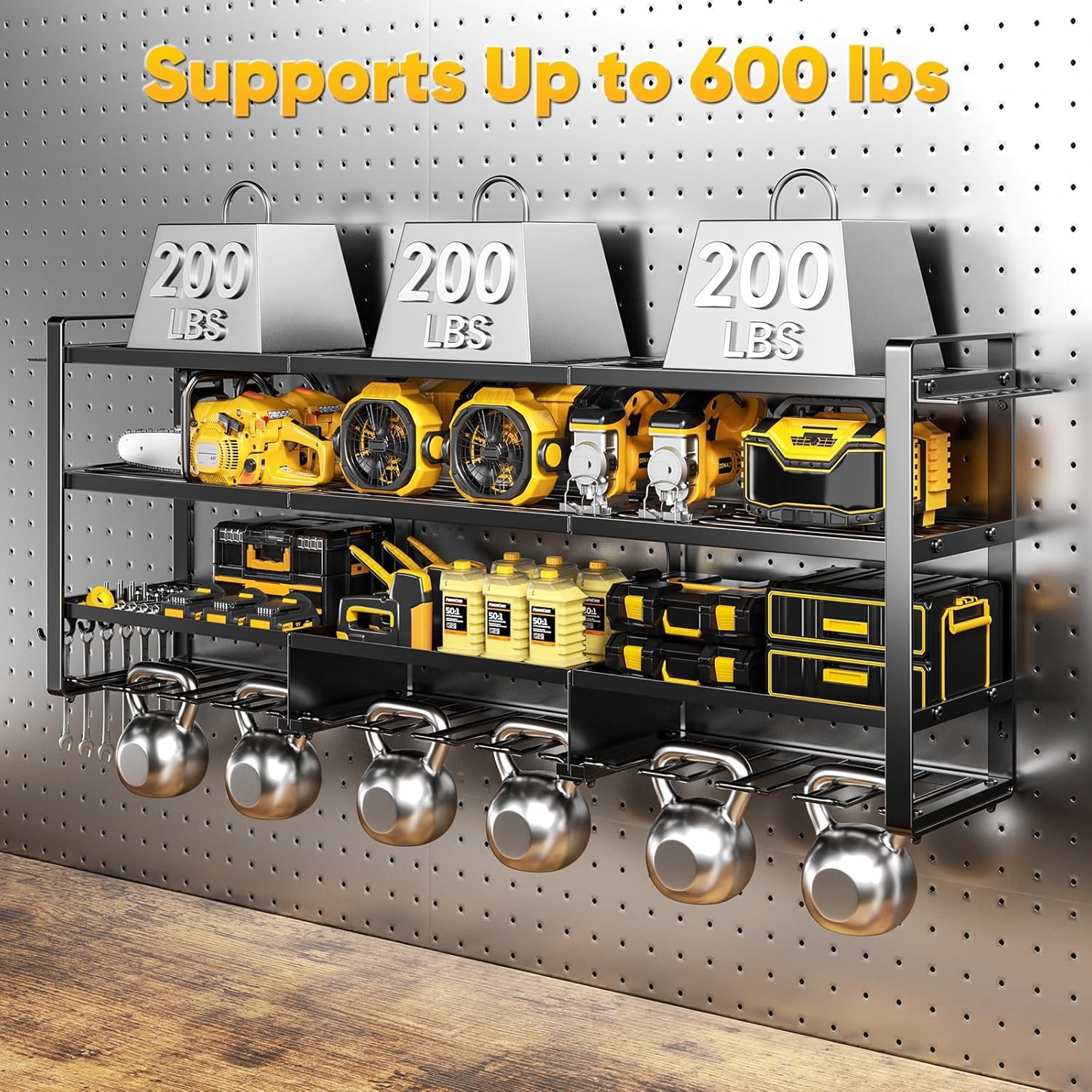 4-Tier Power Tool Organizer Wall Mount Extended Heavy Duty 12-Drill Rack Metal