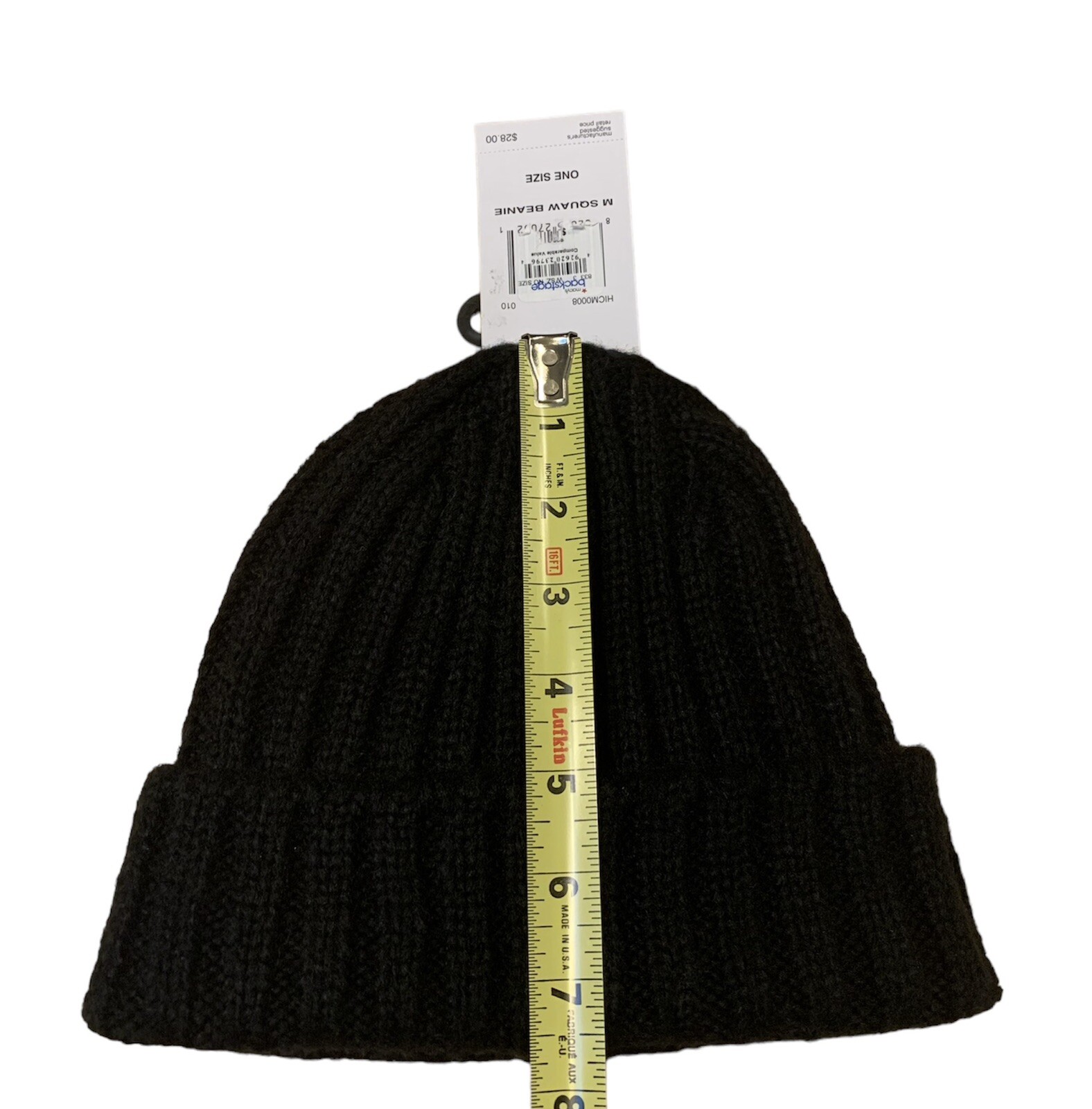 HURLEY Black Ribbed Beanie Hat - New With Tag