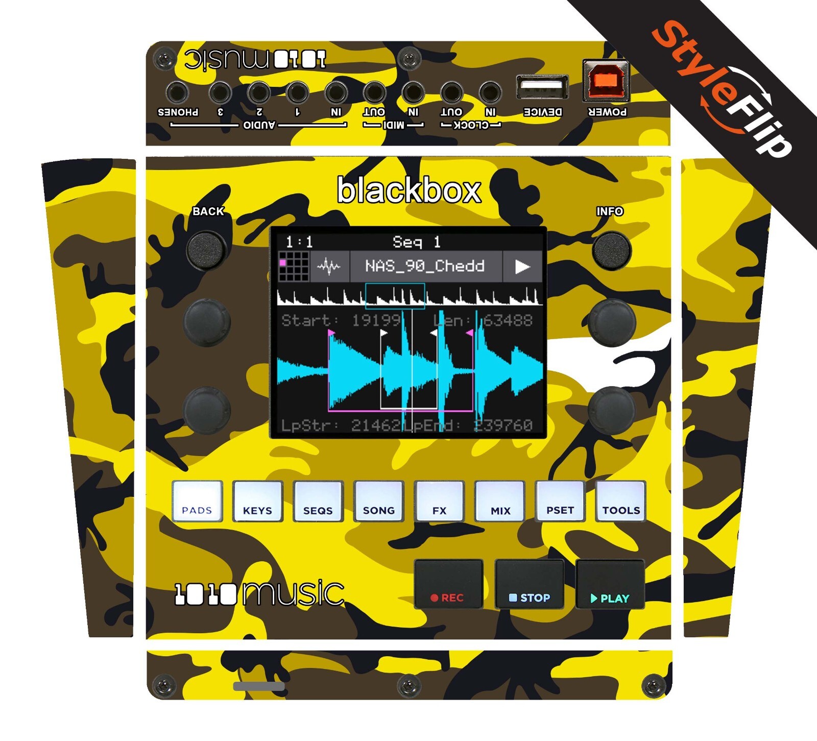 1010 Music Blackbox Skin | Yellow Camo  | Protective Decal | StyleFlip Skins