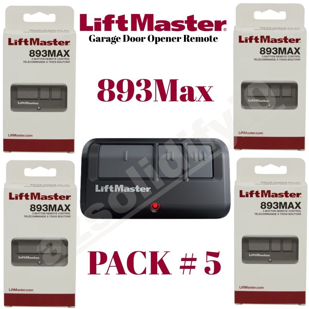 893MAX 3 Button LiftMaster Visor Remote Control Garage Door Opener (PACK of 5)