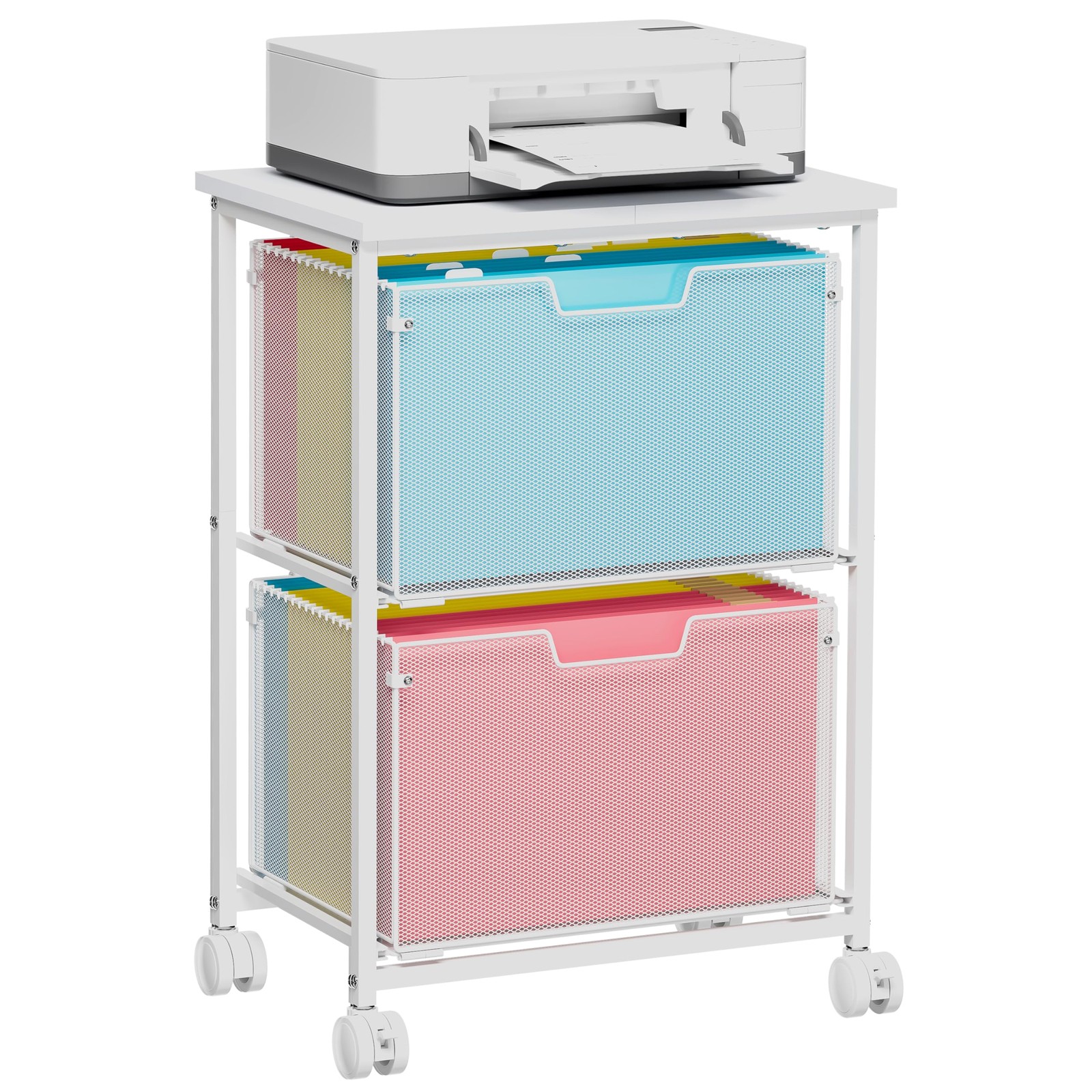 Letter/Legal Rolling File Cabinet, Rolling File Cart with 2 Drawers Filing Ca...