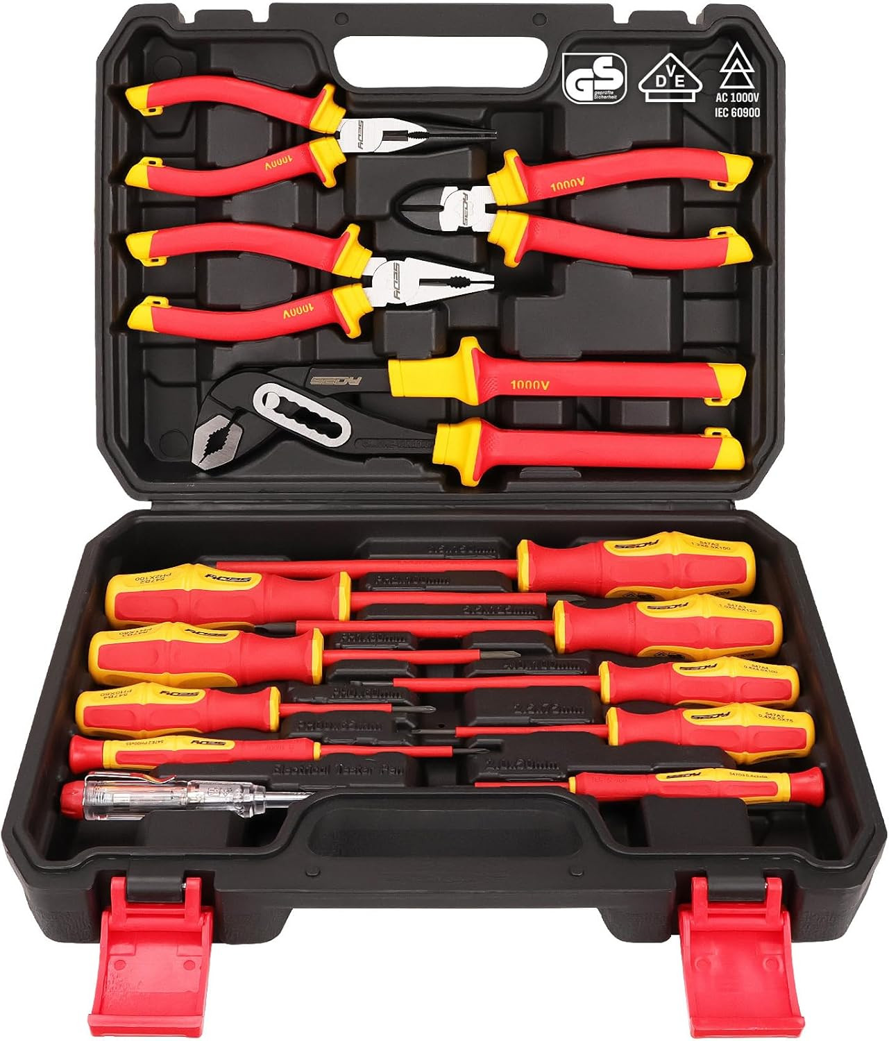 Insulated Screwdriver & Pliers Set: 14-Piece VDE Insulated Set 1000V Insulated E