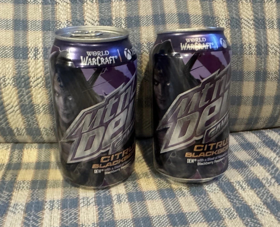 TWO (2) 12 oz. Can MTN Dew Game Fuel Citrus Blackberry World of Warcraft NEW CAN