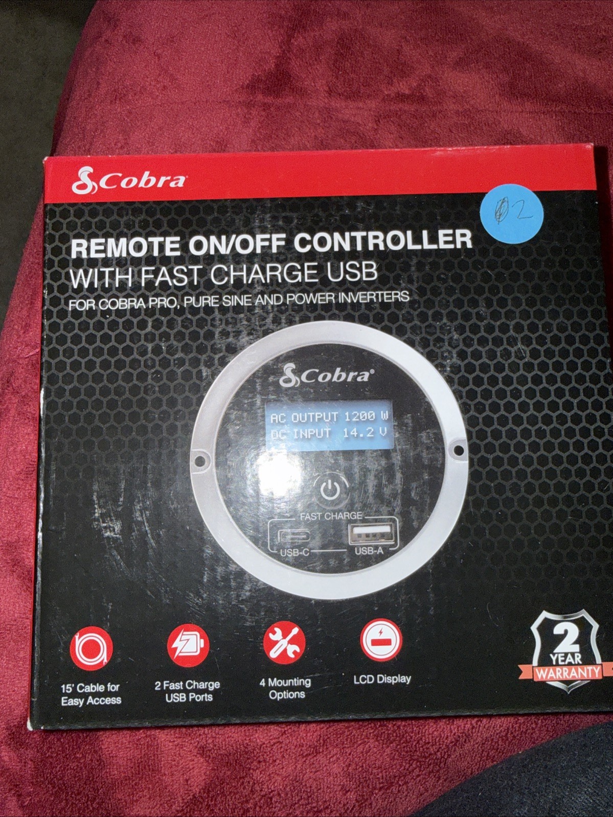 Cobra Remote On/Off Controller With Fast Charge USB Black