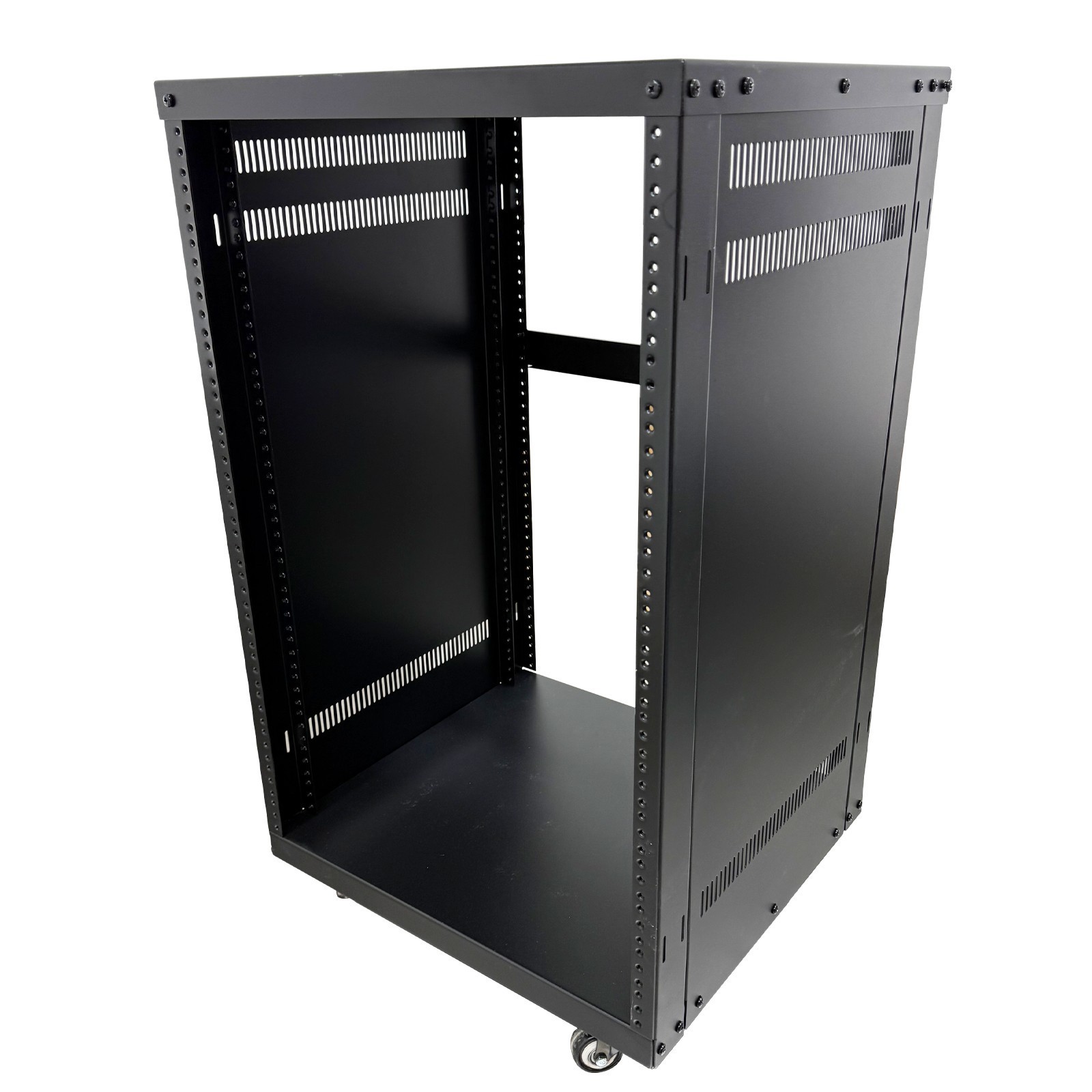 12 Space Studio Rack Case with 4" Caster Wheels 12U Open-Frame Server Rack