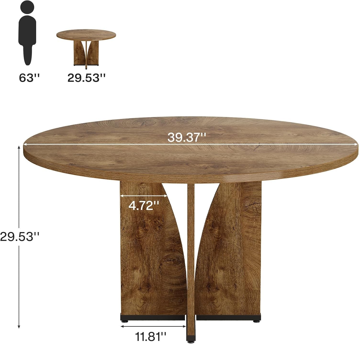 39" Round Conference Table for 4, Modern Round Meeting Table with Sturdy Base
