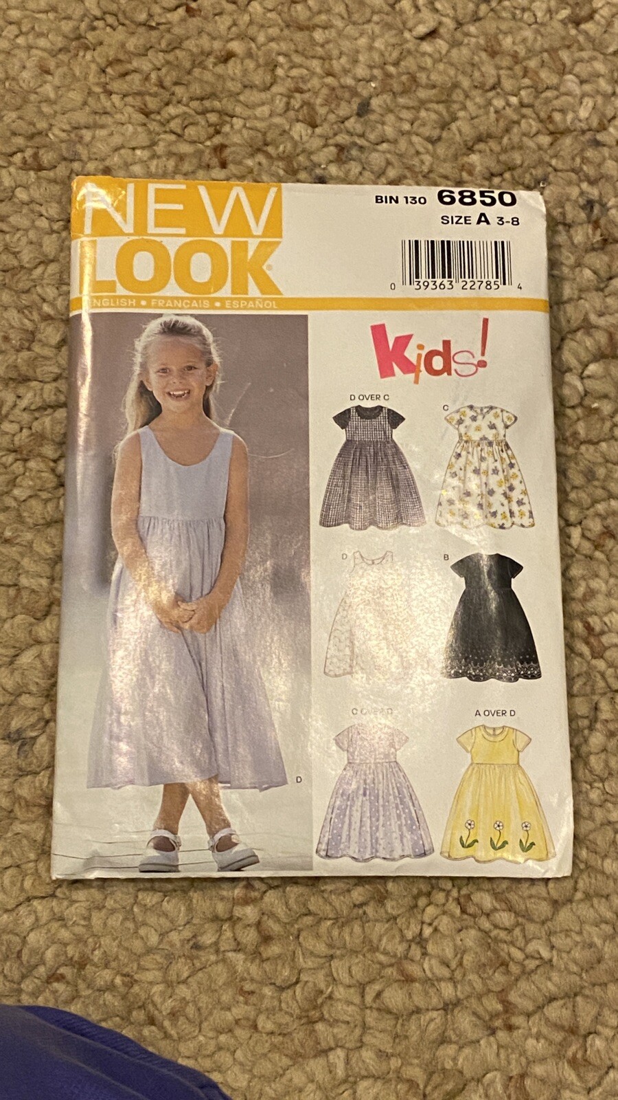 Simplicity 6850 Kids NEW LOOK SEWING PATTERN Girls Size A 3-8 Dress Jumper