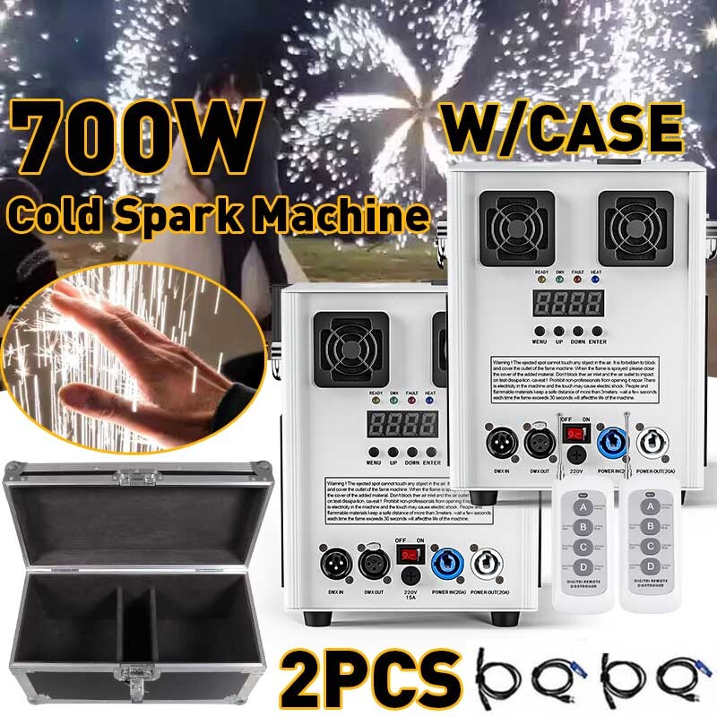 700W Cold Spark Machine Stage Effect DMX Firework DJ Event Party Wedding W/Case