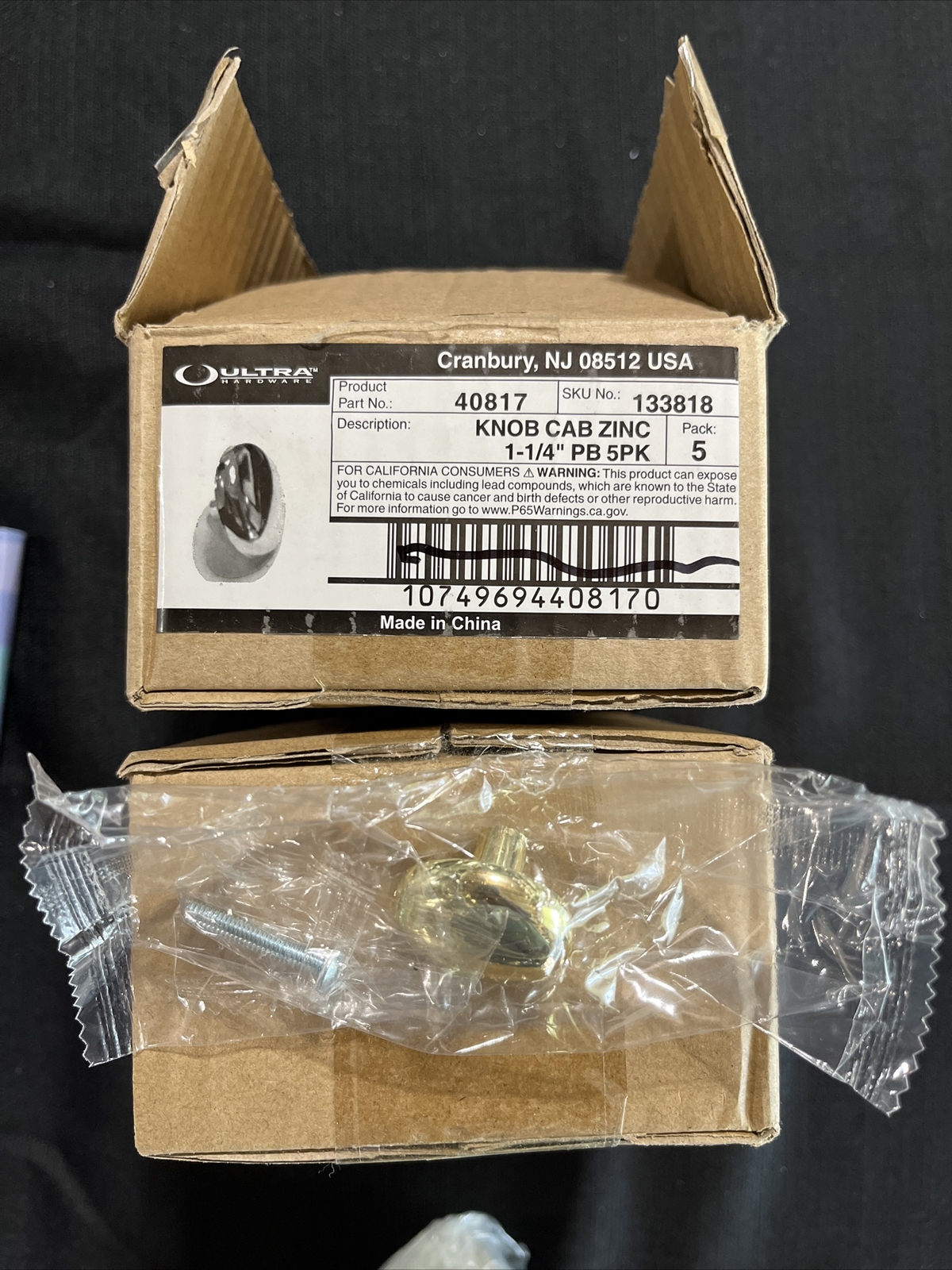 Ultra Knox Cab 40817 1-1/4” Zinc (50 Pieces) Cabinet Door Knob / Handle NEW
