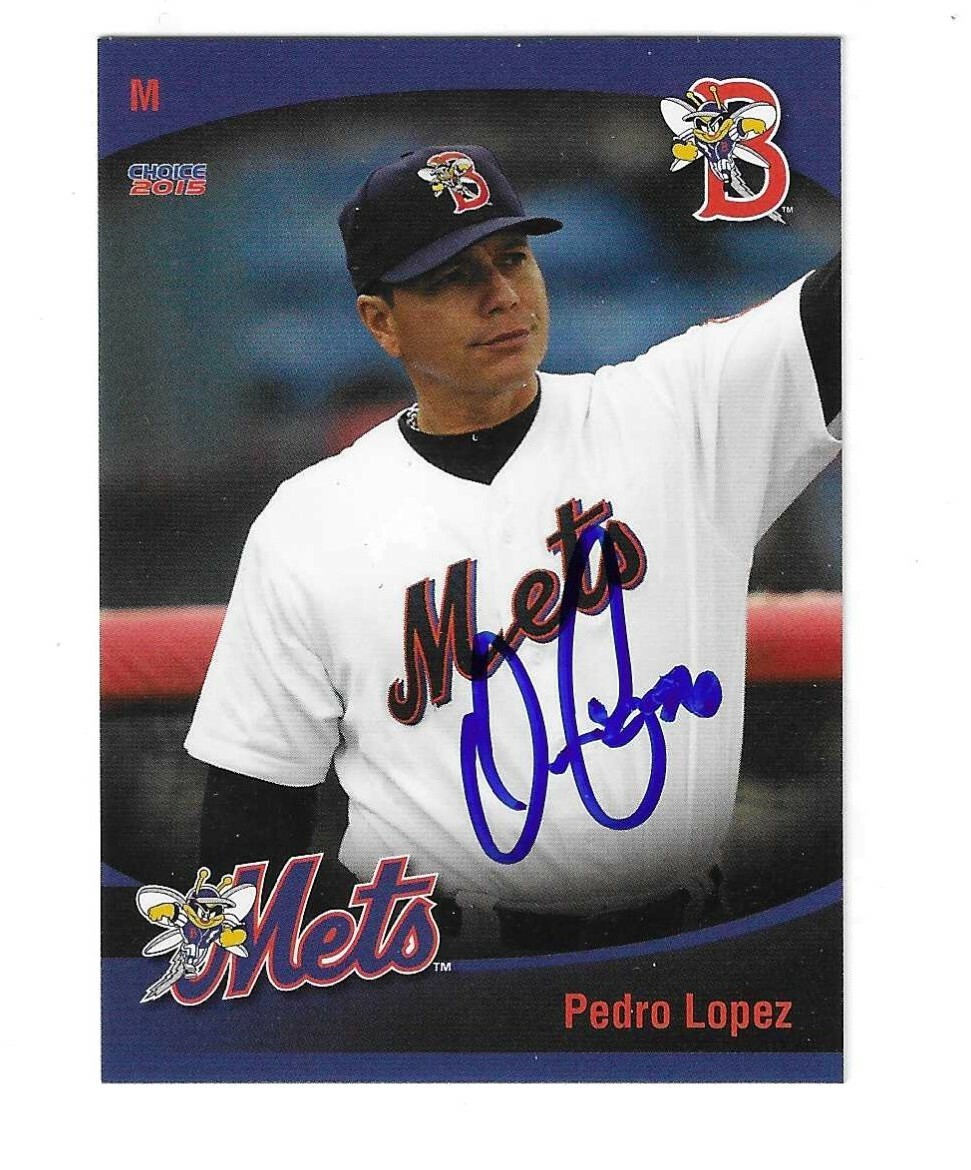 Pedro Lopez Signed 2015 Binghamton Mets Team Issued Card