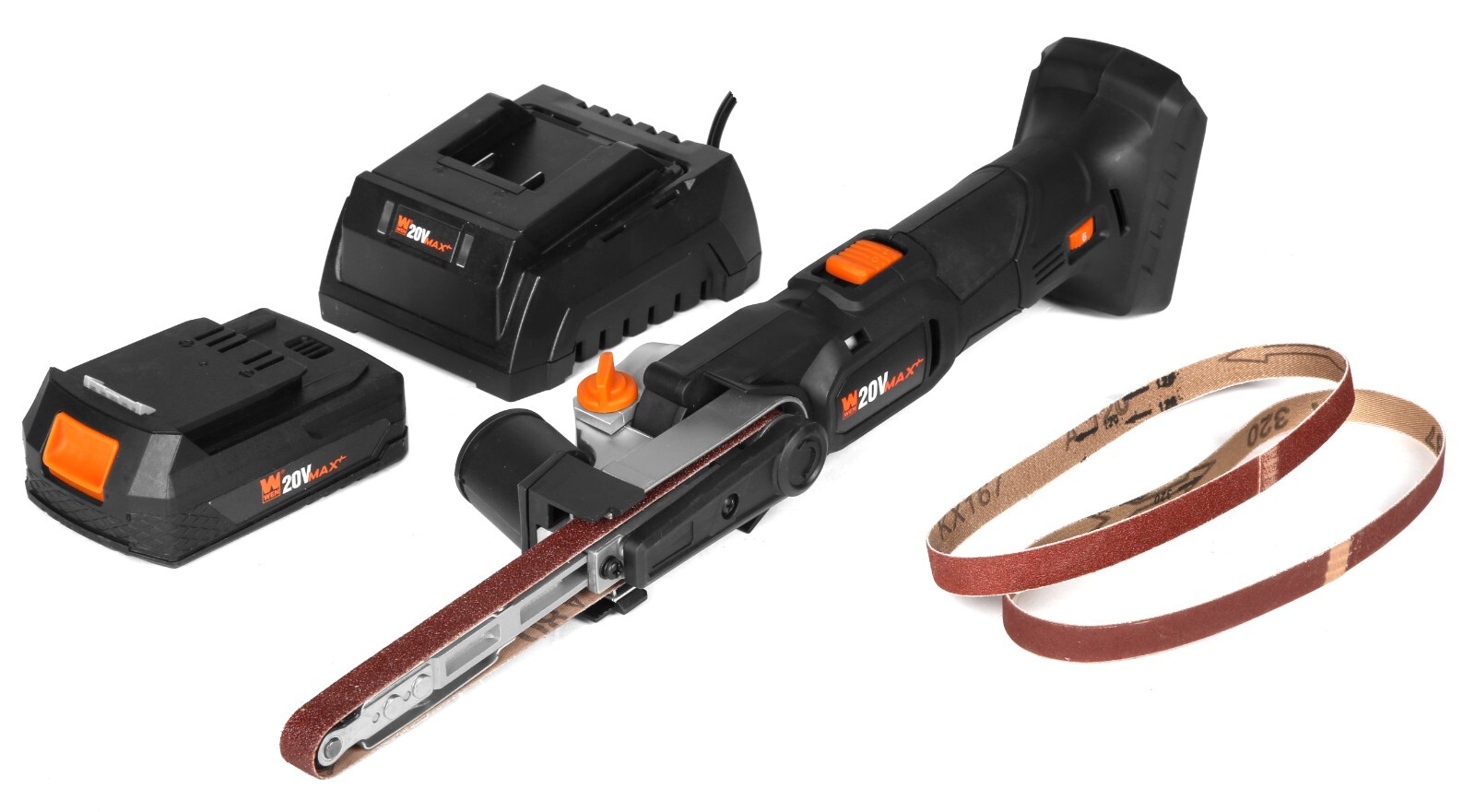 WEN 20V Max Cordless Variable Speed Detailing File Sander/2Ah Battery/Charger