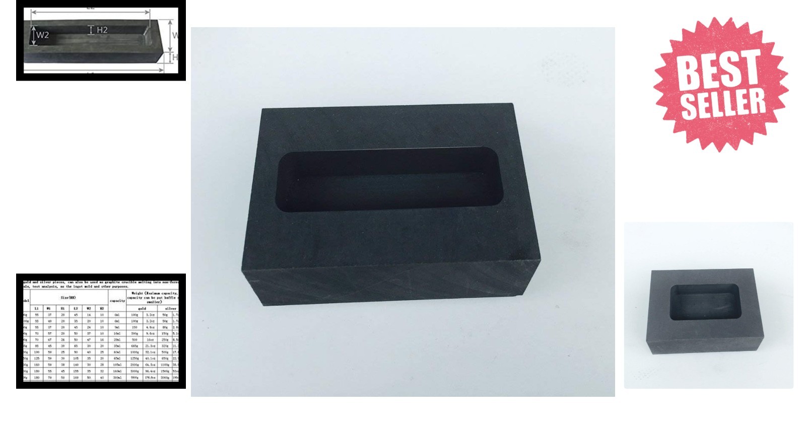 Compact Graphite Graphite Mold - Ideal for Melting & Casting Precious Metals