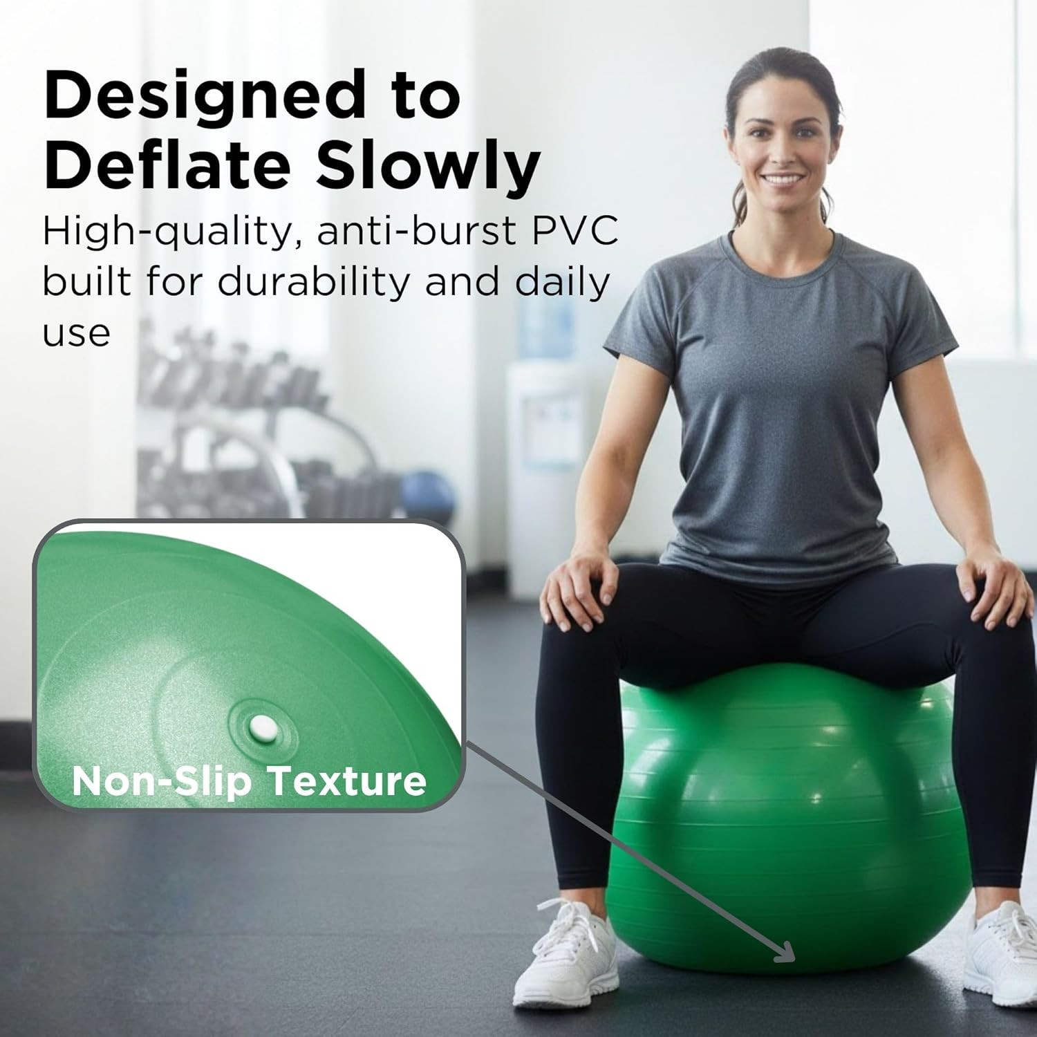 Pro Series Exercise Ball, 26" Green Stability Trainer for 5'7"–6'1" Users, Anti-