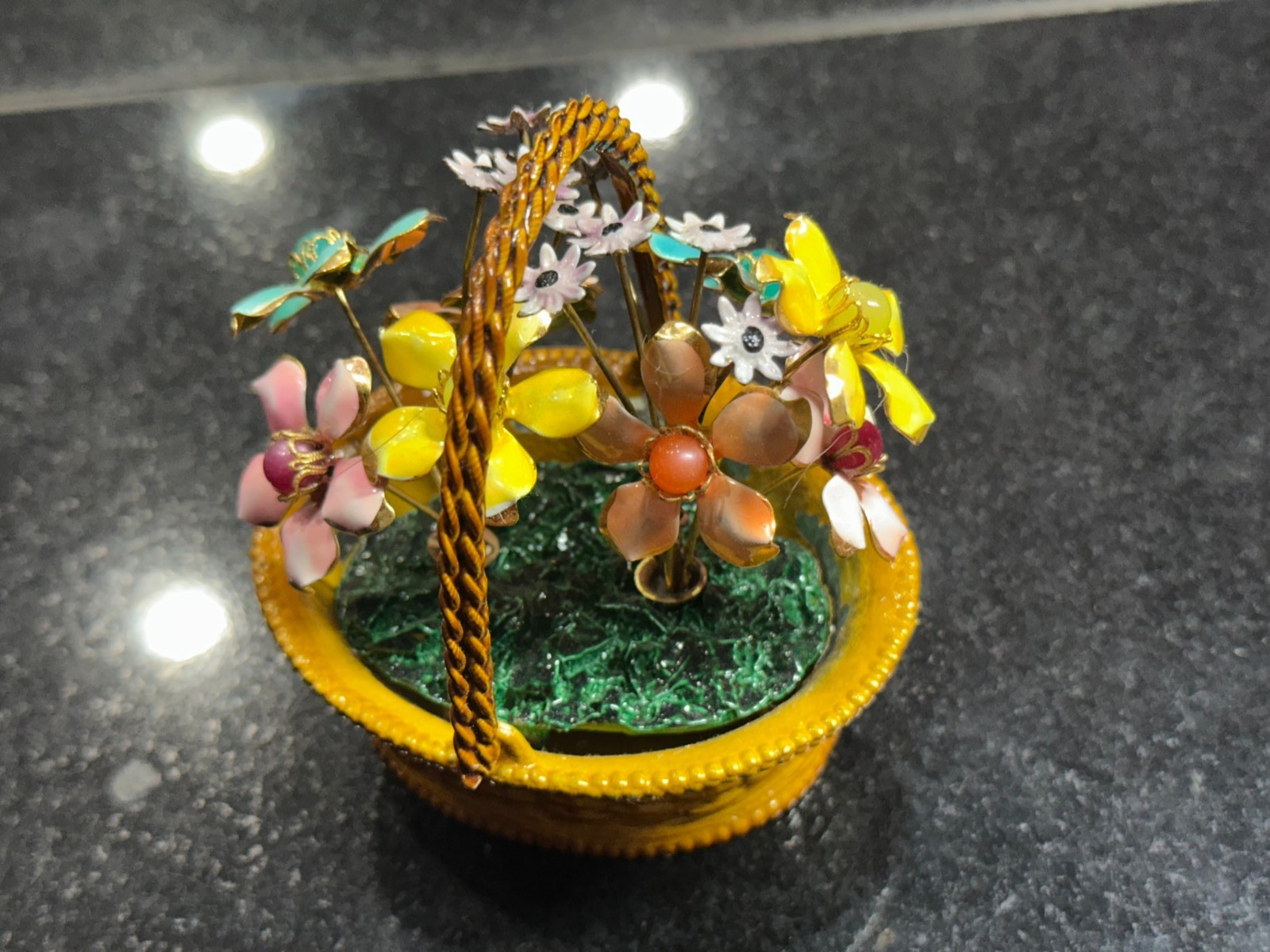 Vintage 1972 Mosse Enamel Flower Basket Original
