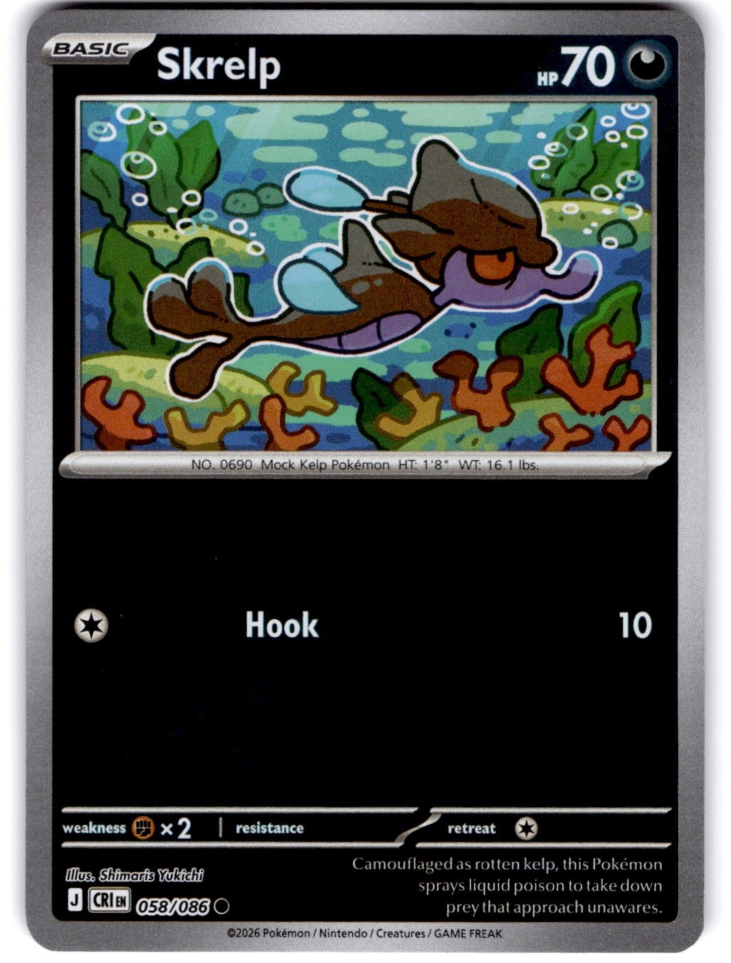 Pokemon Skrelp Chaos Rising 58/86 Reverse Holo Near Mint English