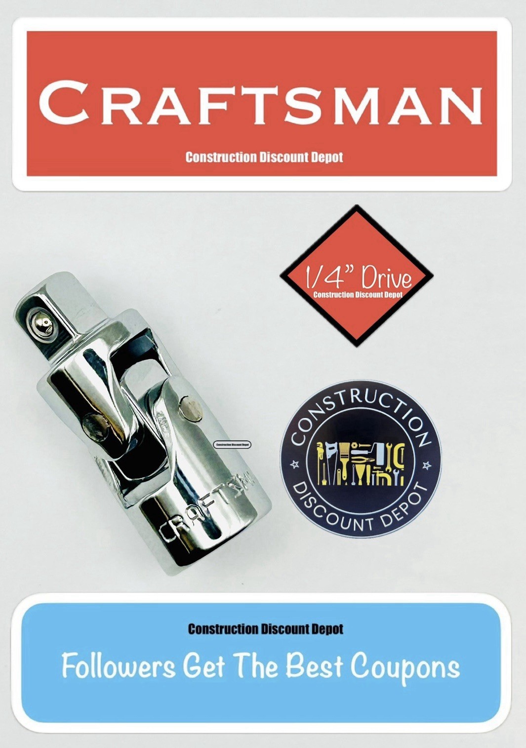 1/4" Craftsman Universal Joint Socket, 1/4-Inch Drive CMMT99216 Adapter