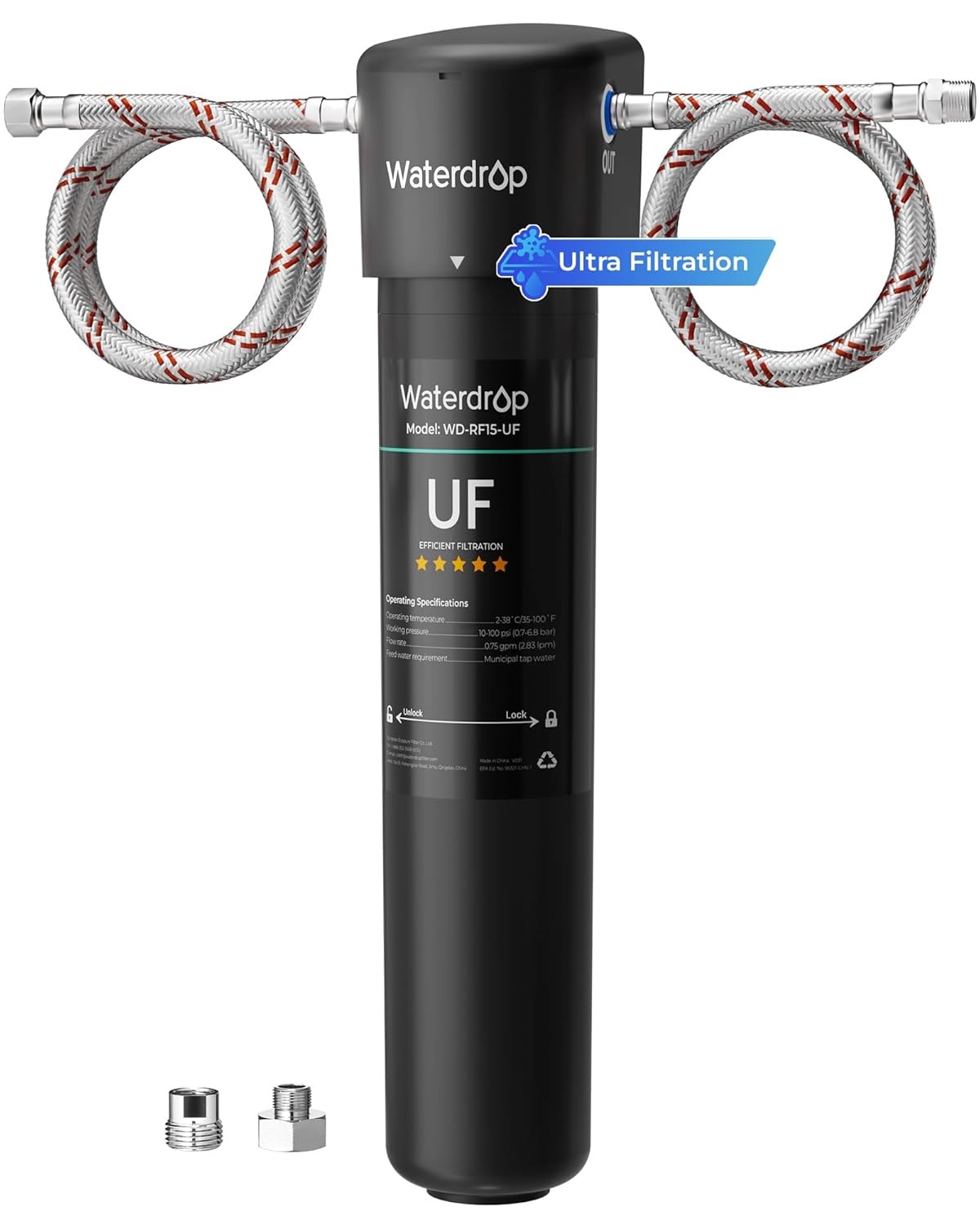Waterdrop 15UA-UF Filtration Under Sink Water Filter System,NSF 42 Certified