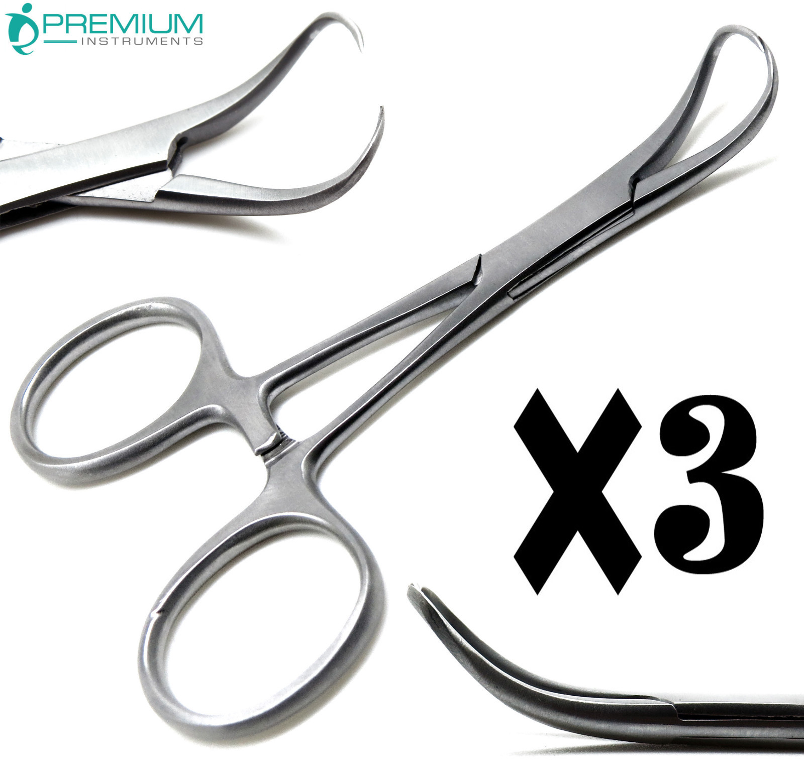 3 Pcs Veterinary Backhaus Towel Clamp forceps 3.5" Premium Instruments