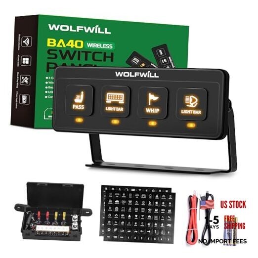 Wireless Switch Panel, 164 Ft Remote with 4 Control Modes - Memory - 4 Gang