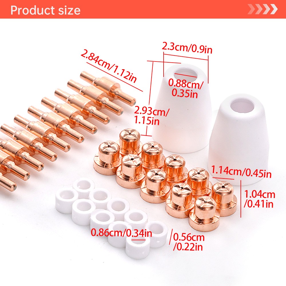 Plasma Cutting Consumables Extend Tips For PT-31 LG-40 Torch CUT40 50 60 32PCS