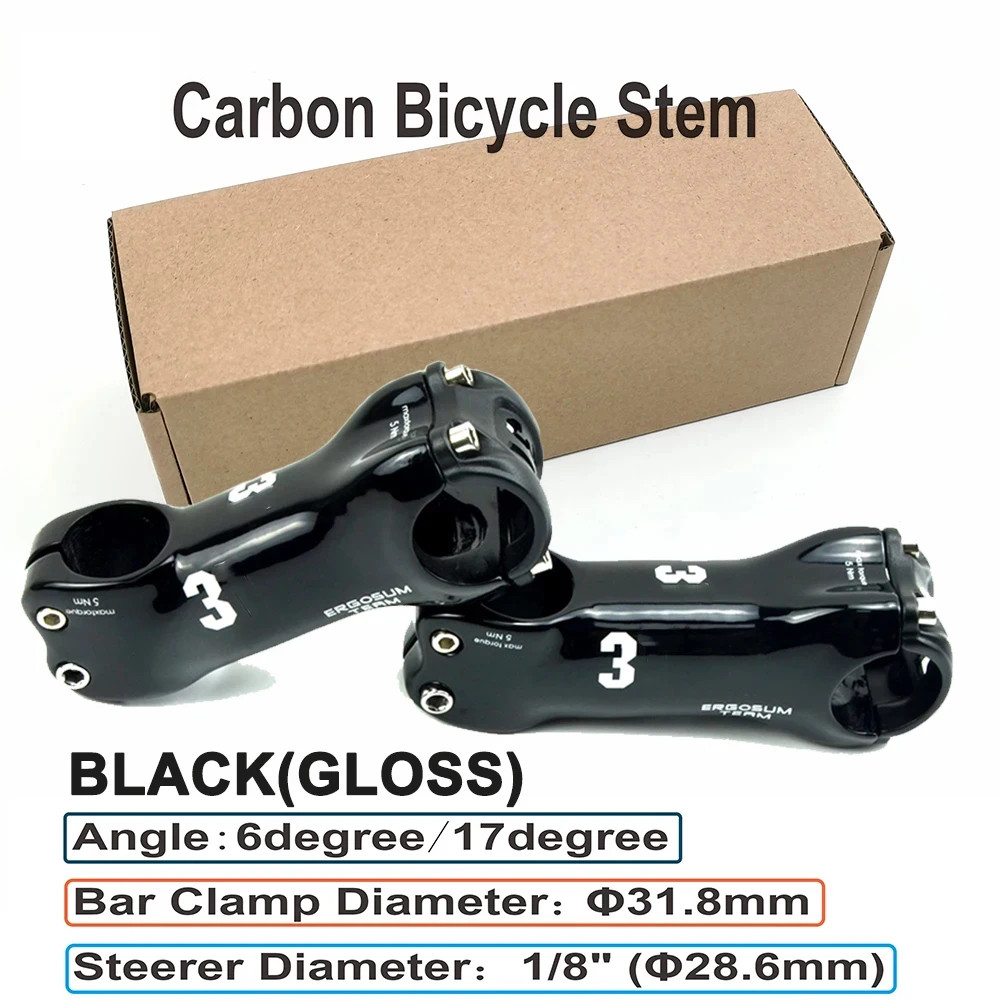 Carbon Road Bike Stem Black Angle 6/17° Steerer Diameter 28.6mm Mtb Stem Parts