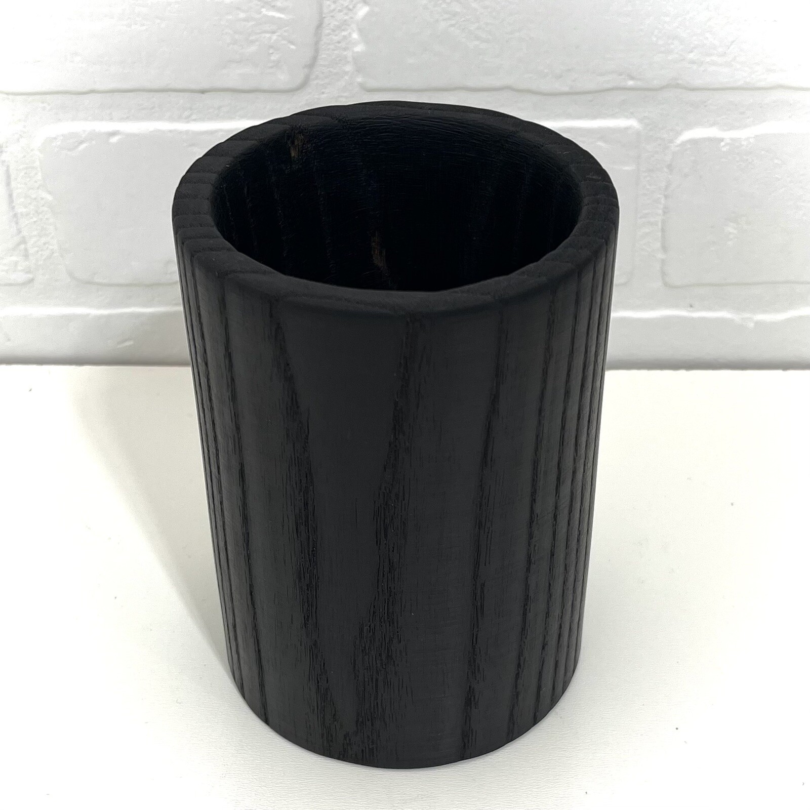 *Modern Nature: Black Wood Pencil Container Cup Turned & Torched Masculine Gift.
