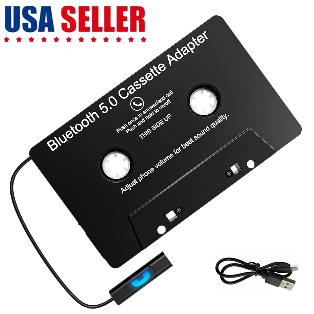 Car Audio Cassette Receiver Bluetooth 5.0 Cassette Aux Adapter Listen Phone Call