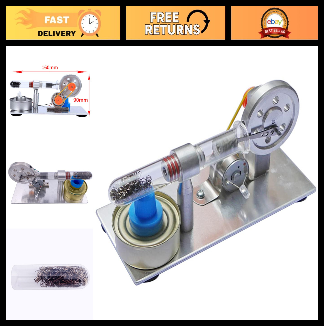 Single Cylinder Steam Engine Model - Educational Physics Experiment Tool for Sci
