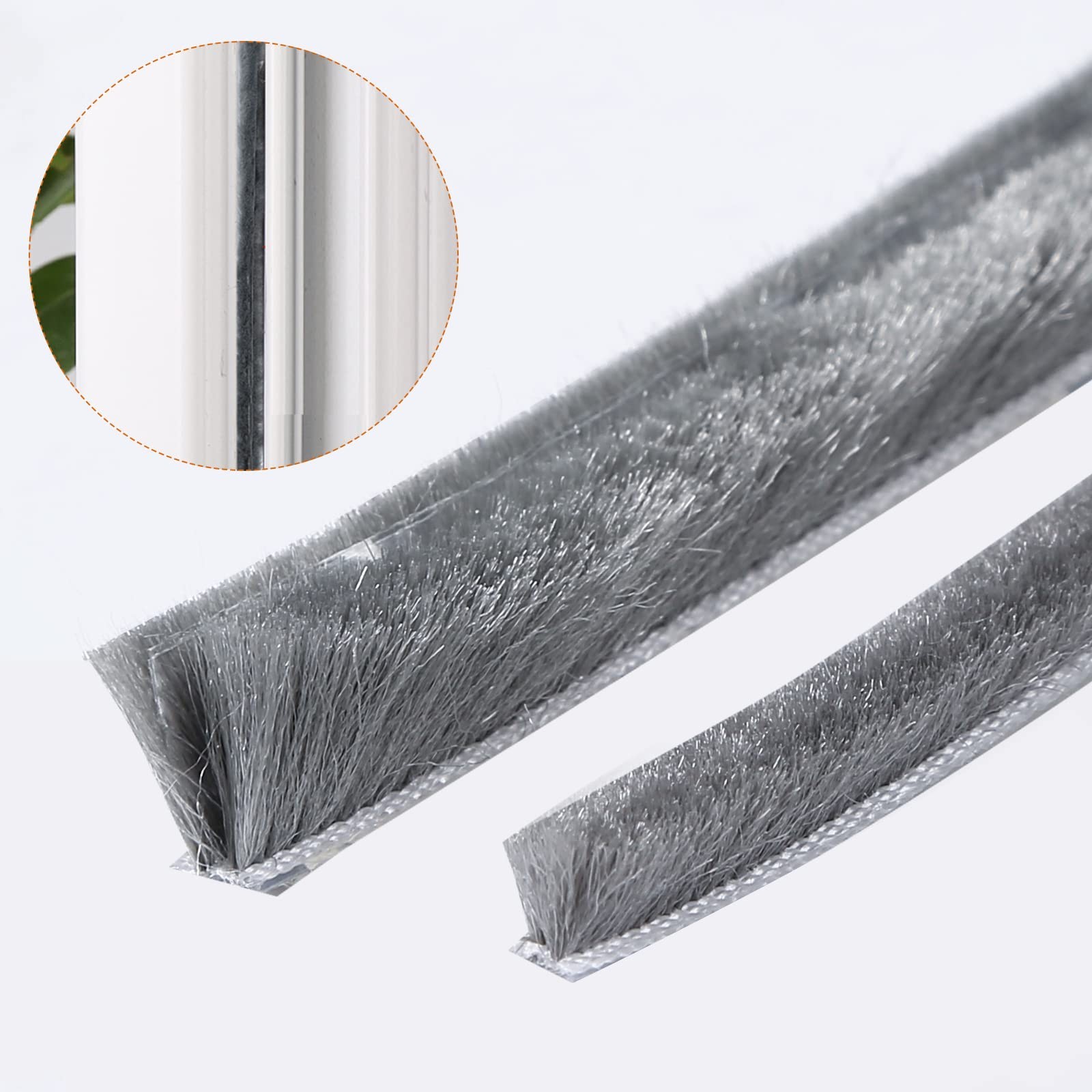 Weather Stripping Door Seal - 5m (16ft) Brush Weather Stripping,Card-Slot Sea...
