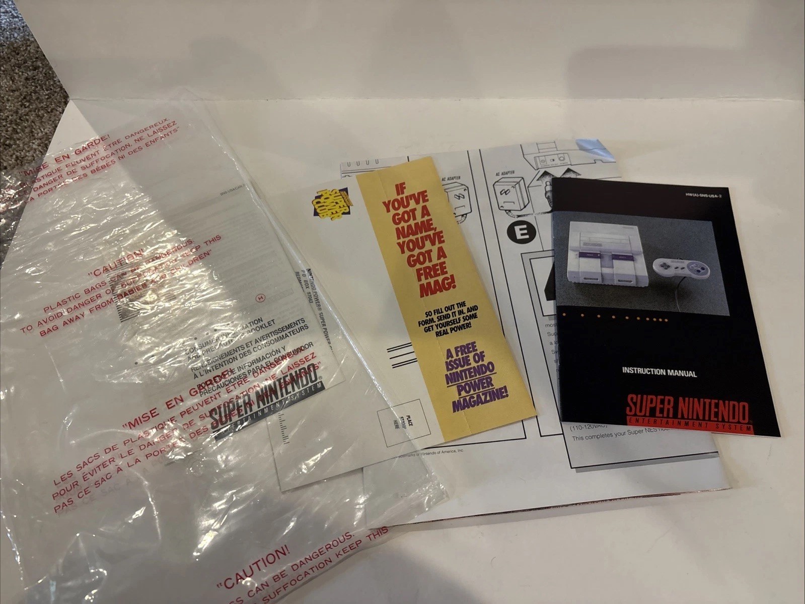 SNES Console Instruction Booklet And Other Documents