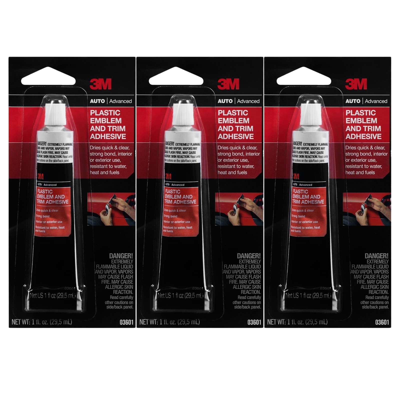 Emblem & Trim Adhesive Set 3 Pack 1 fl oz Tube Clear Glue kit New