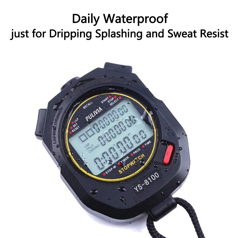 Sports Stopwatch Timer 100 Lap Split Memory Digital Stopwatch Countdown Timer...
