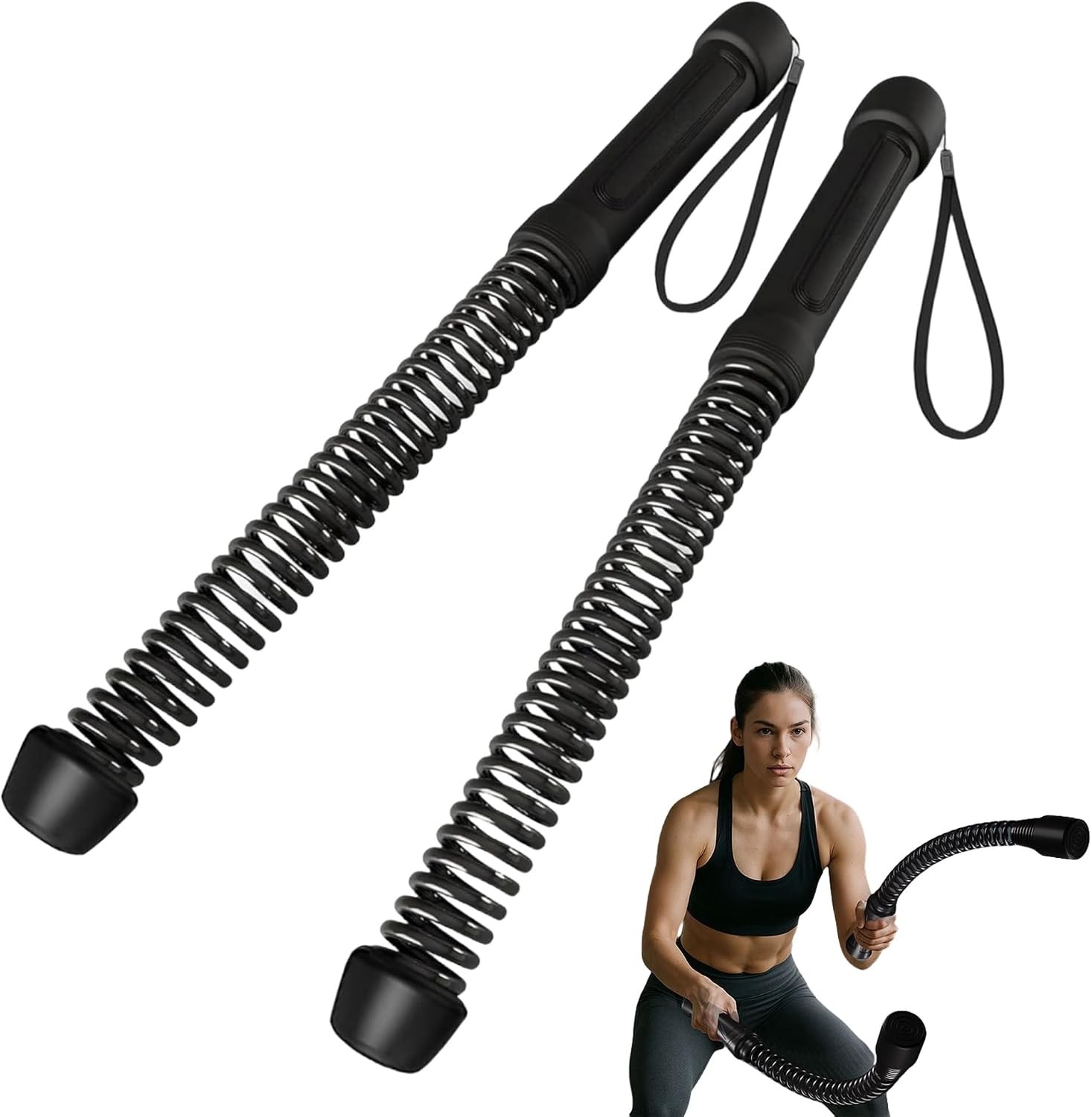 Cordless Battle Ropes (2PCS) Portable Workout Ropes for HIIT Workouts,Home Gym