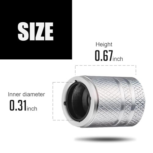 Tire Valve Stem Caps - (5 Pack) Metal Air Caps with Plastic No Pattern Silver