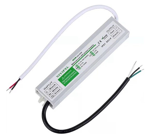 NIYIPXL Waterproof LED Power Supply Model LED D12060A 60W/5A, DC 12V, NEW