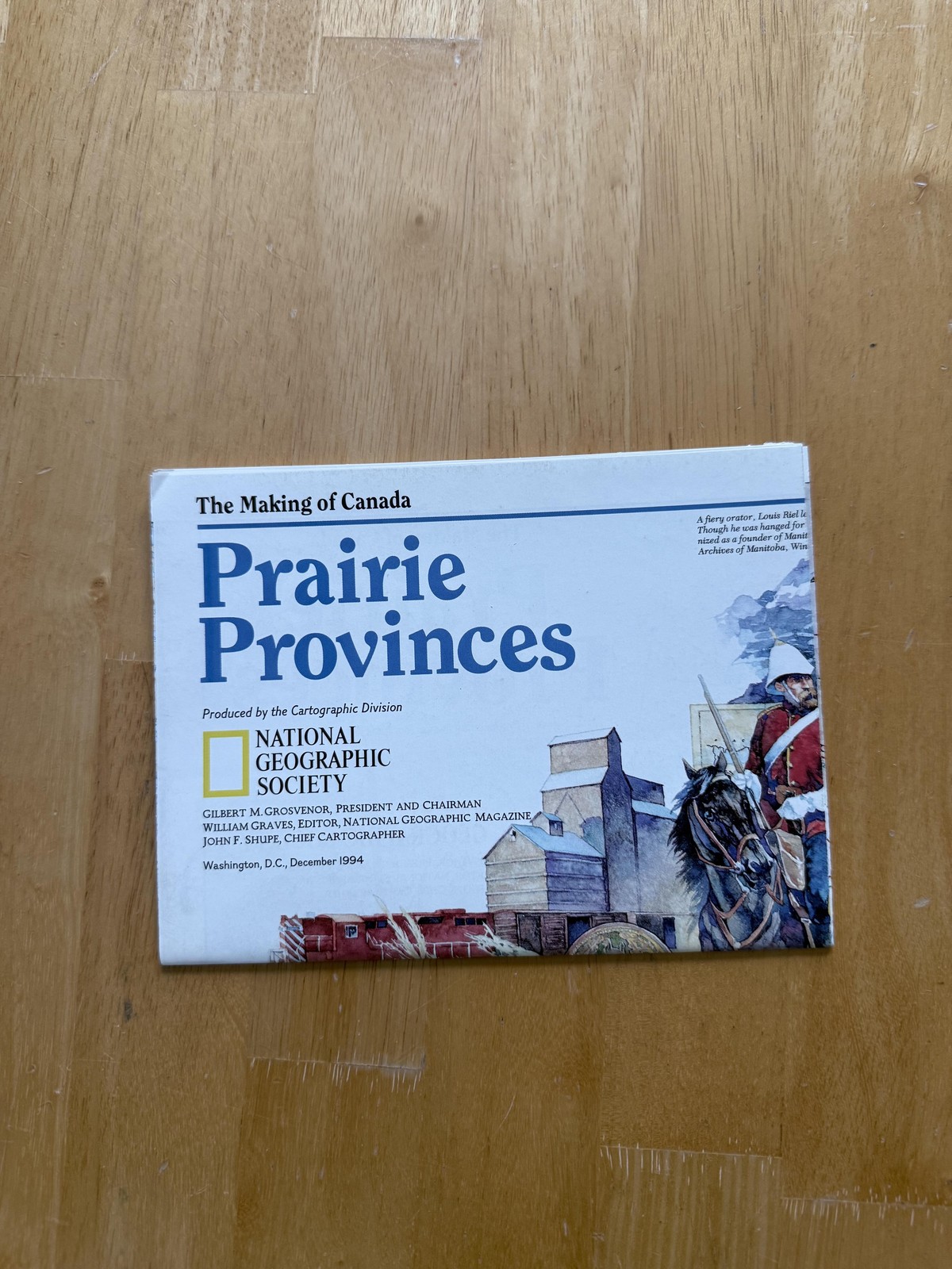 Vintage 1994 National Geographic Prairie Provinces Canada Map Poster Foldout