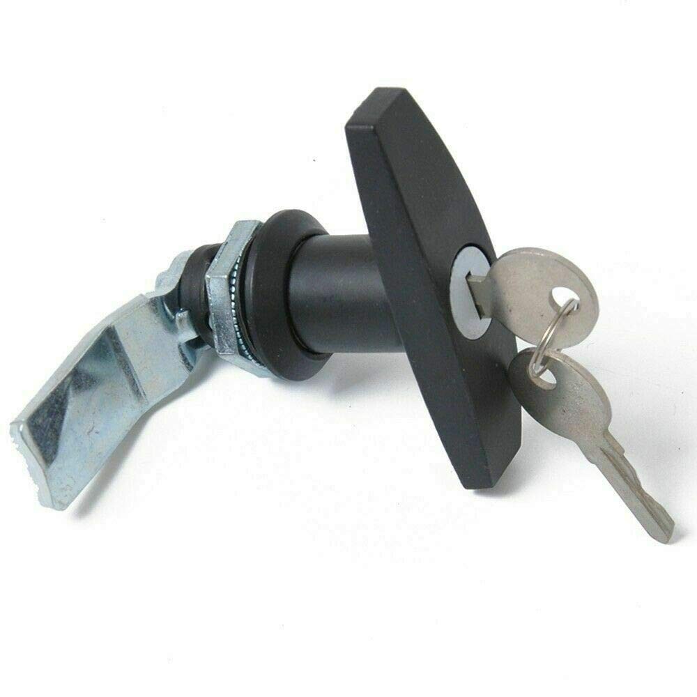 THandle Door Lock Truck Cap Locking Latch Keys Zinc Alloy Garage Camper Black