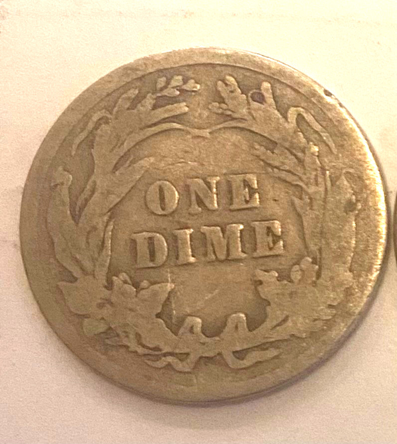 1 random date barber dime between 1892-1916