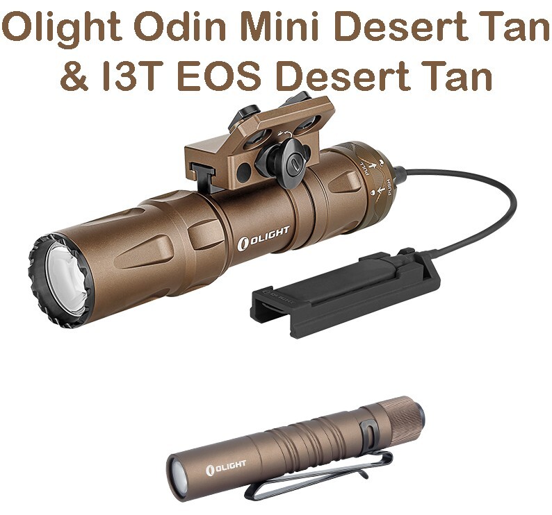 Olight Odin Mini Desert Tan 1250 Lumen M-LOK Rail Mounted Light & I3T Desert Tan