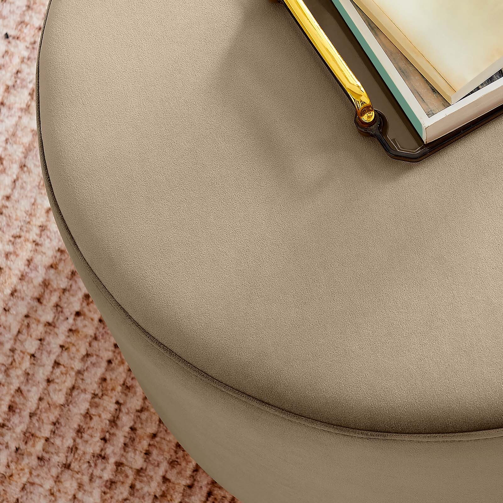 Modway Large 23" Round Performance Velvet Upholstered Ottoman