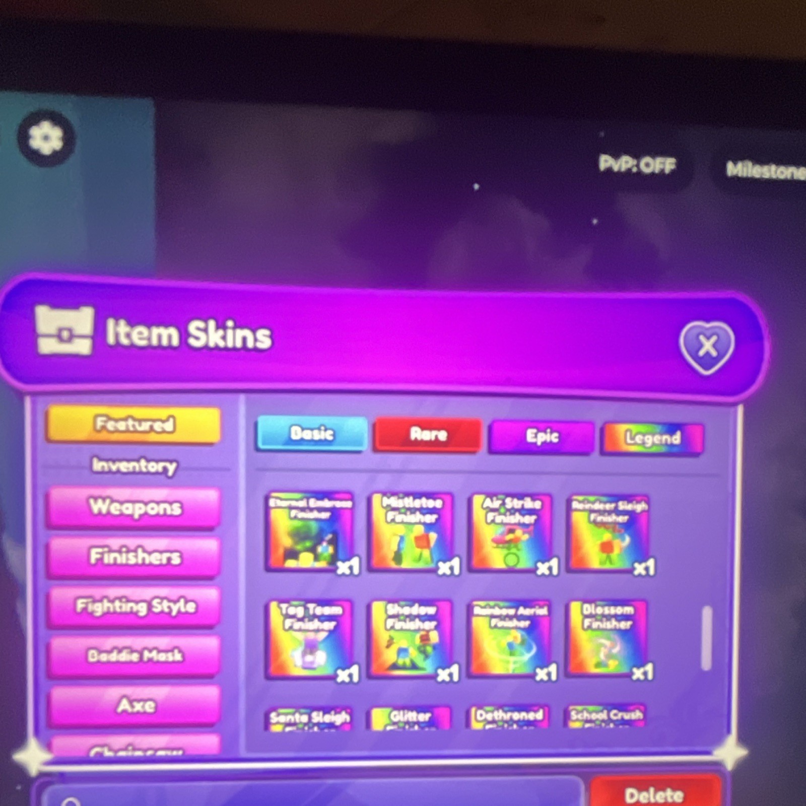 Item Skins Collection with Multiple Rarities - Knuckles, Axes, Chainsaws
